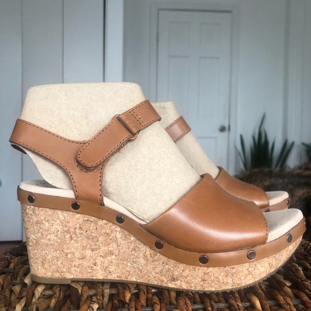 Clarks, Annadel Clover Wedge, Tan, 7.5